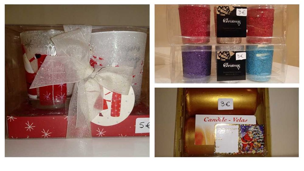 Tea light / porta velas pai natal cerâmica rústico envelhecido a bege