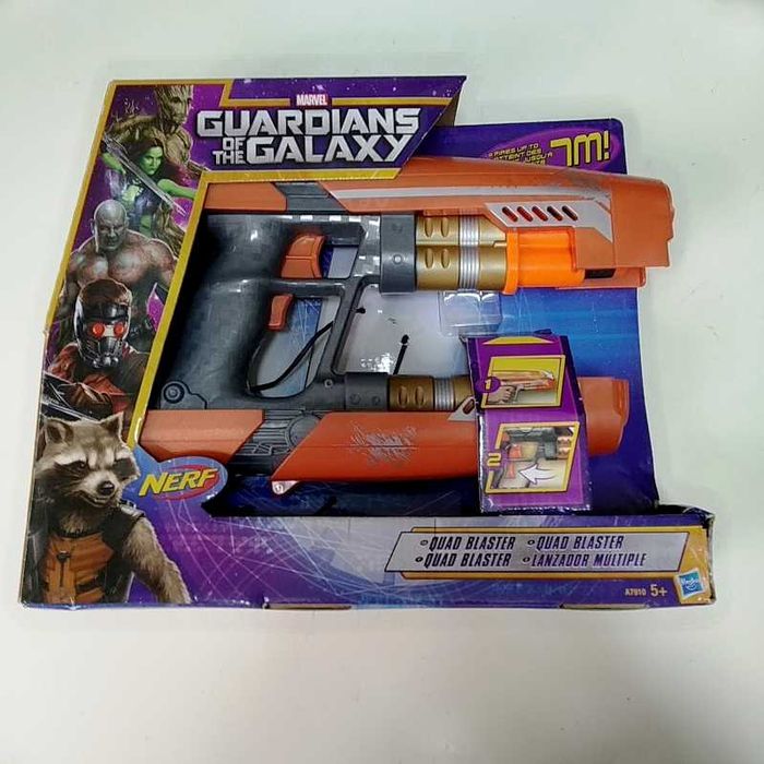 2014 Marvel Guardiões da Galáxia Senhor das Estrelas NERF Quad Blaster sem balas usada a funcionar