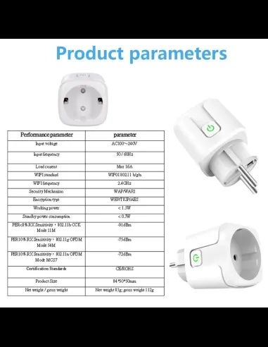 Tomada inteligente WiFi - Com medição de consumo de energia