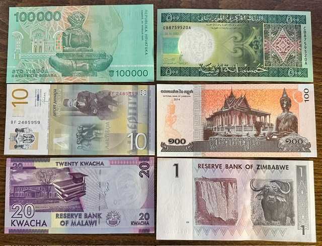 LOTE DE 20 NOTAS NOVAS DE TODO O MUNDO - TODAS UNC