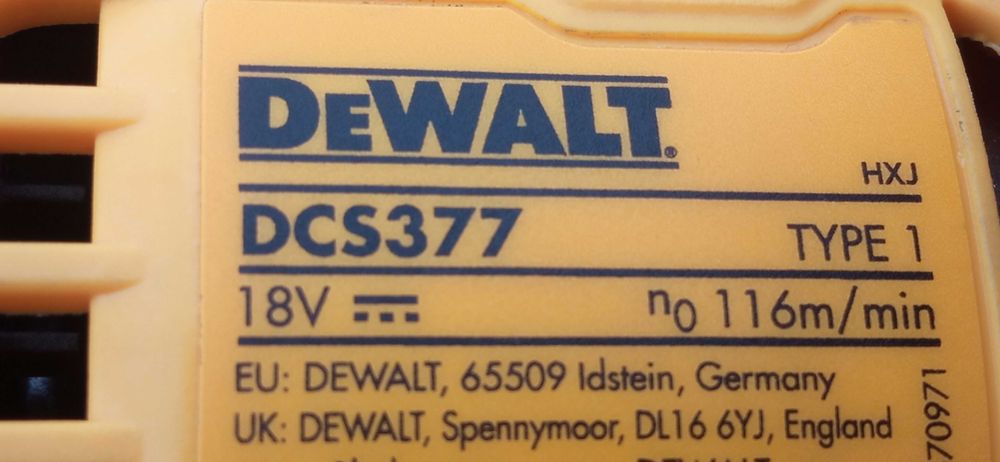 Piła taśmowa DeWalt 18v 46mm cięcia DCS377