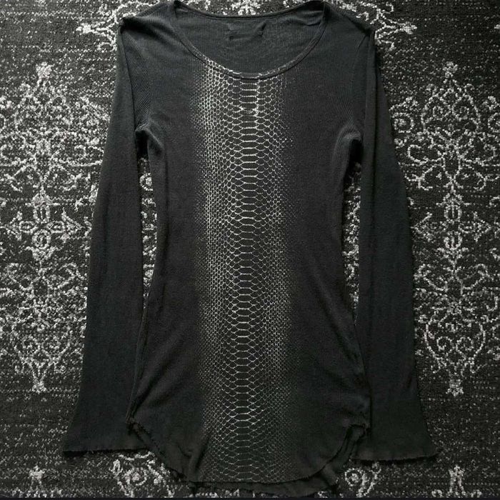 python printed longsleeve numbernine, LGB, archive, opium, distressed