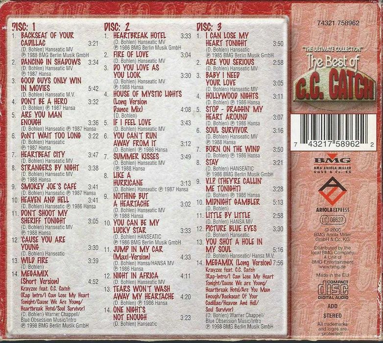 3 CD C.C. Catch - The Best Of (The Ultimate Collection) (2000) (BMG Ar