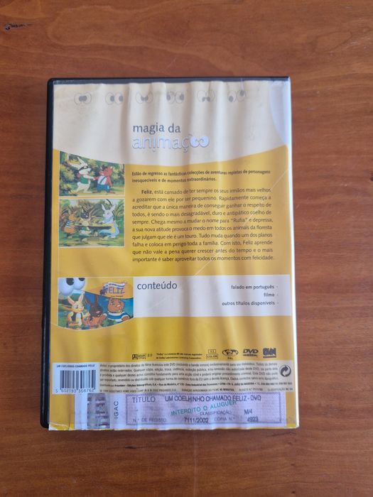 DVD de animação "Um coelhinho chamado feliz "