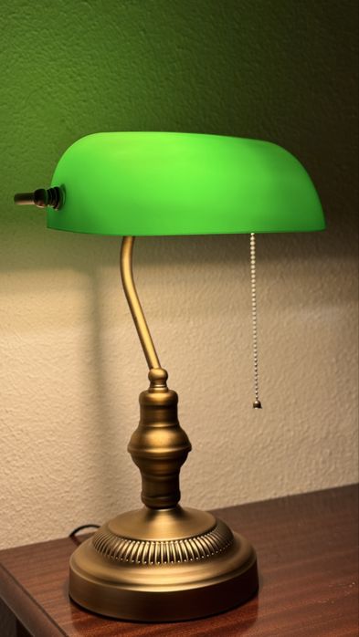 Candeeiro Banqueiro verde vintage (novo com caixa)