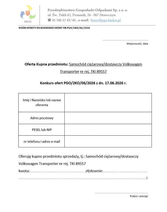 Samochód ciężarowy/dostawczy Volkswagen Transporter
