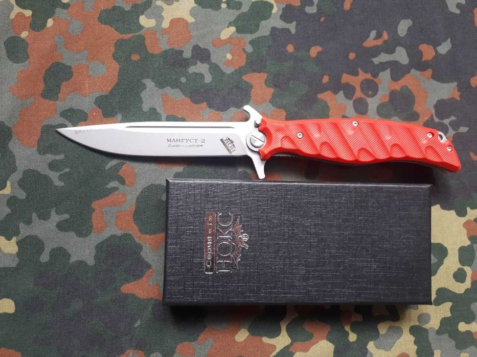 Туристичний складний викидний ніж Нокс Мангуст-2 Фінка 26.5см Кліпса