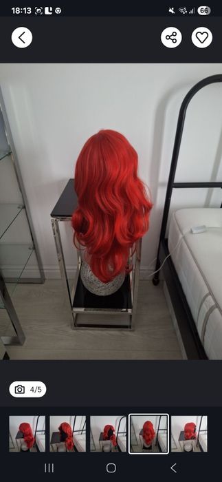 Peruka nowa cosplay długa czerwona lub niebieska
