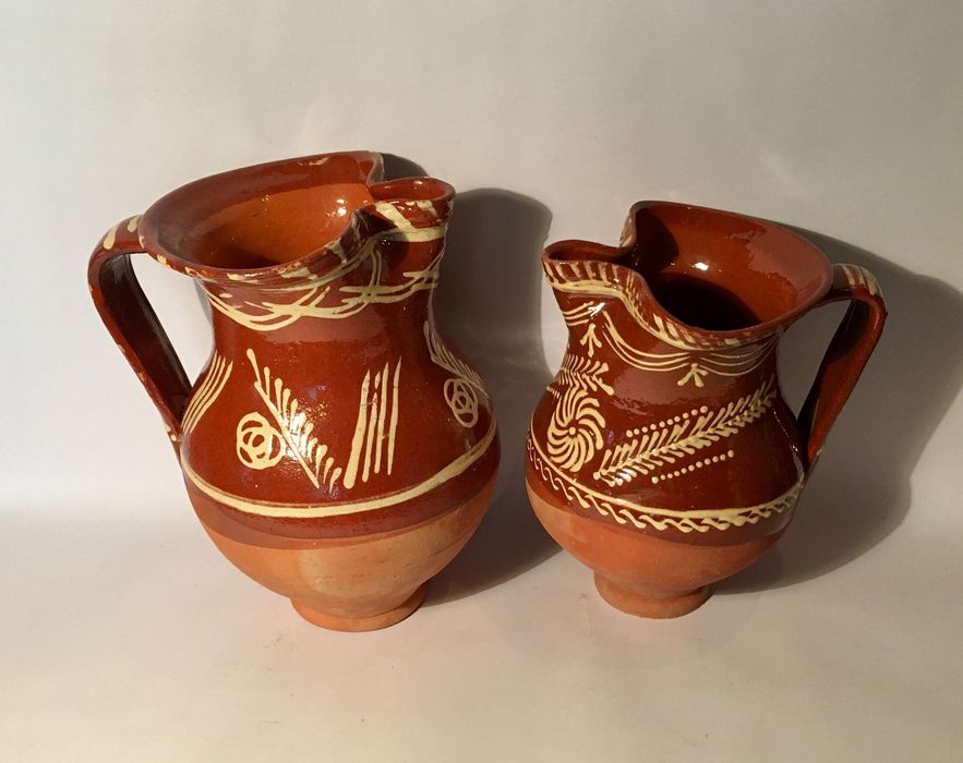 2 JARROS ANTIGOS - barro vidrado - 24,5 e 22 cm/s