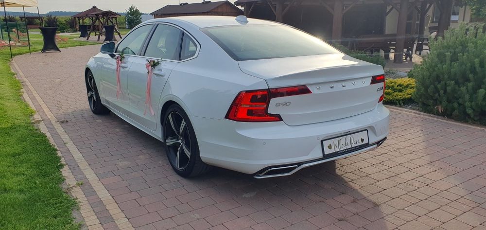 Auto do ślubu Volvo S90 R-Design  Biała Perła / Dekoracja auta w cenie