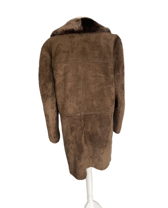 Płaszcz męski skora zamszowa owczy kołnierz C&A Canda XL Vintage PRL