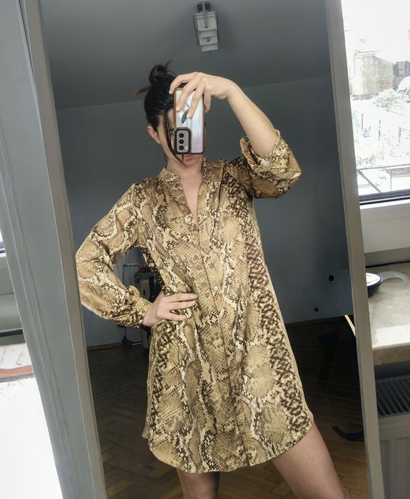 Długa koszula sukienka koszulowa H&M S oversized
