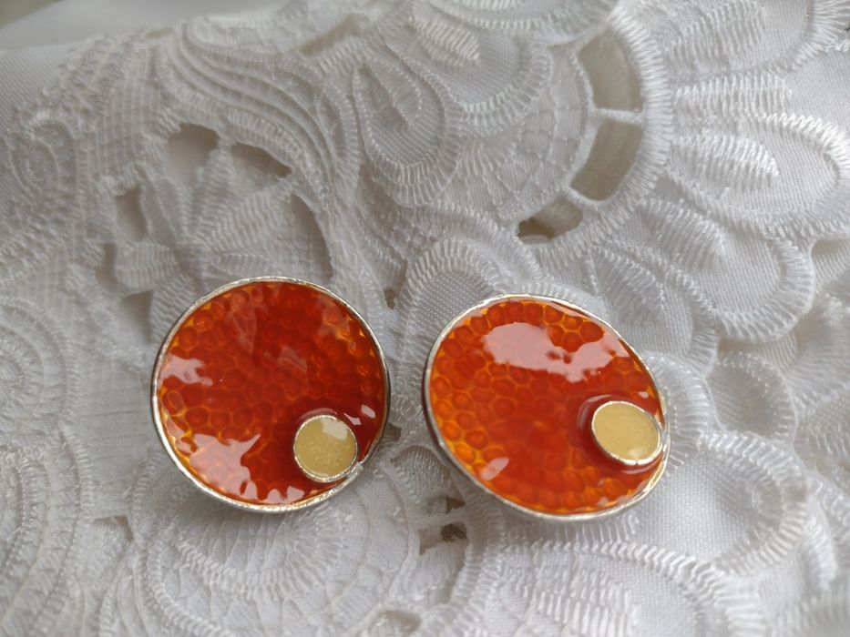 klipsy koła 2,7cm rudo pomarańczowe