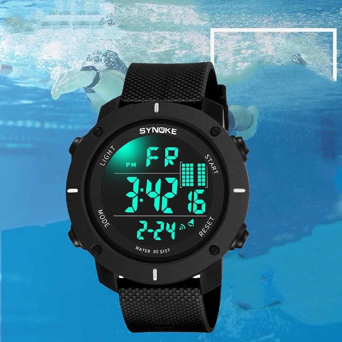 Duży zegarek męski elektroniczny Synoke sportowy stoper datownik luma