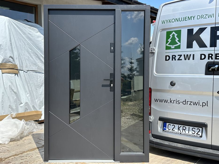 Drzwi zewnętrzne drewniane z Doświetlem RAL U-0.80 Montaż