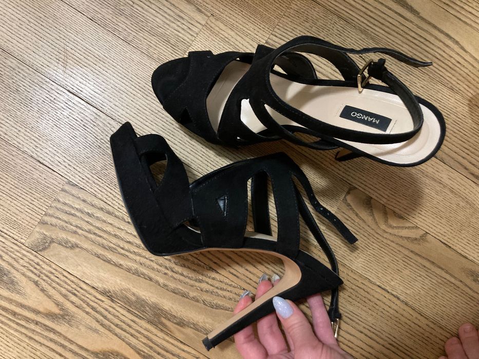 Czarne szpilki sandałki na szpilce Mango 38 sylwester seksowne