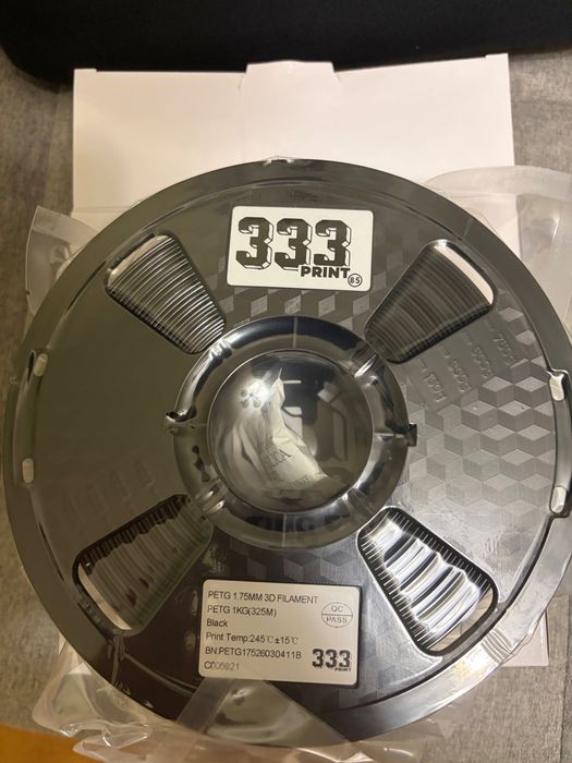Філамент для 3друку 333print PETG Black/ Чорний 1,75 мм 1 кг