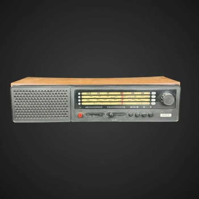Porcelanowa czarna kurka i radio Narew.
