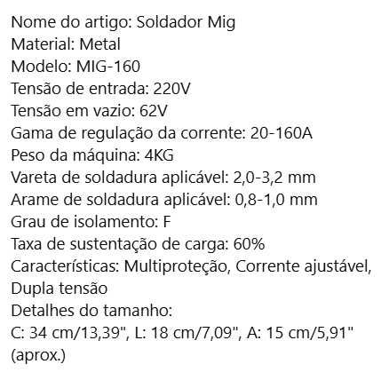 D88- Máquina soldar 160A MIG 2 Em 1, MIG Com Display Digital LED