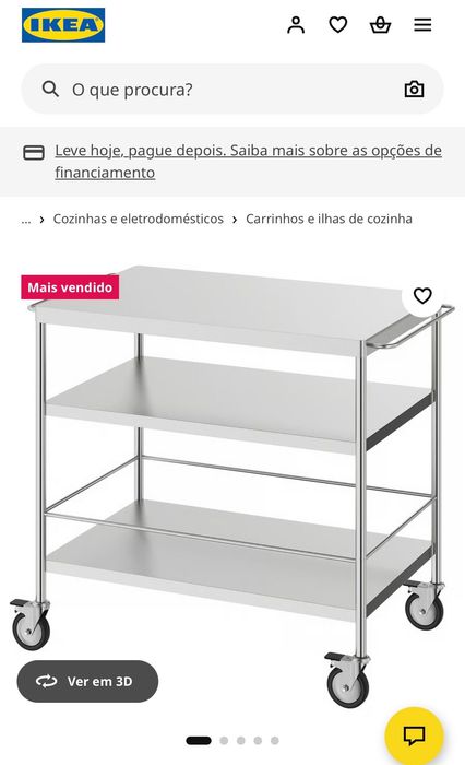 Carrinho de Cozinha IKEA FLYTTA em Inox