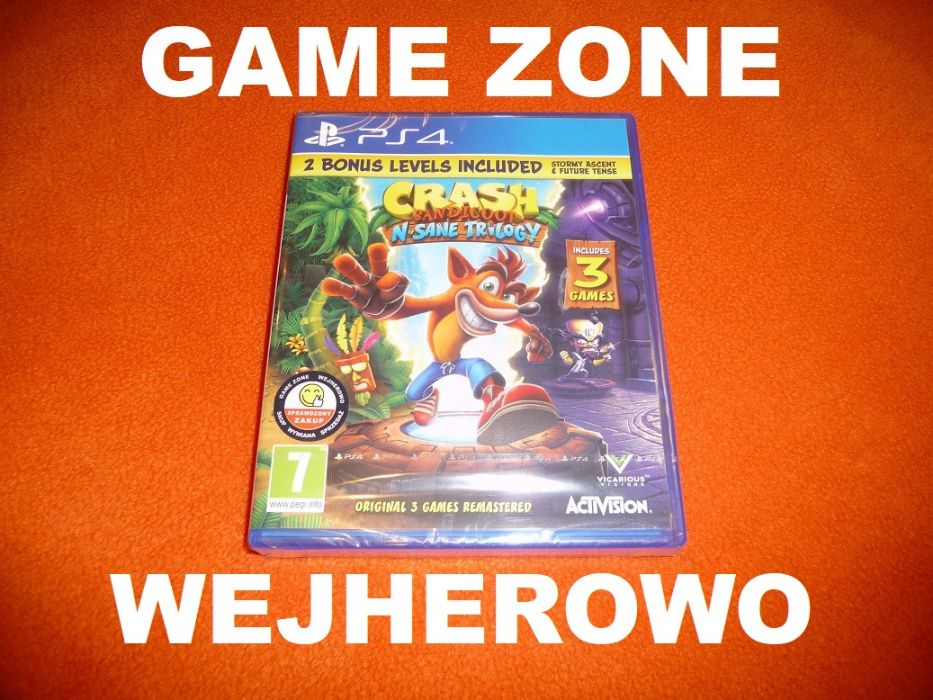 Crash Bandicoot N Sane Trilogy PS4 + Slim + Pro + PS5 = 3 kultowe gry