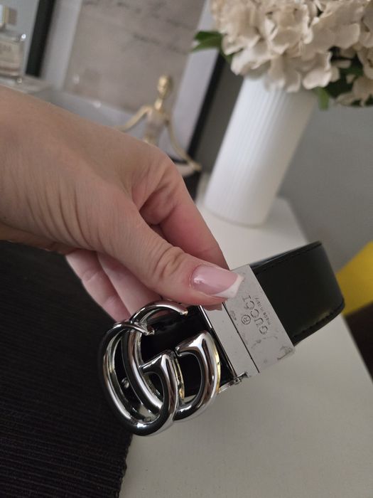 dwustronny skórzany pasek gucci brązowo czarny