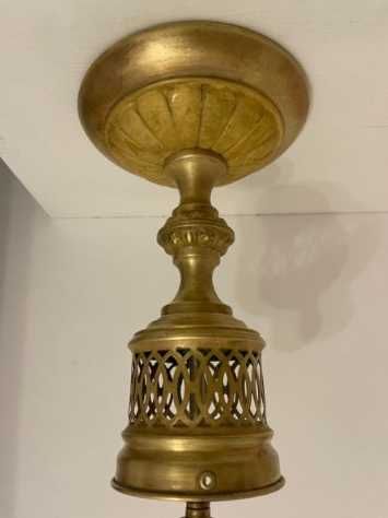 Żyrandol przedwojenny mosiężny zwis z kloszem gratis !!