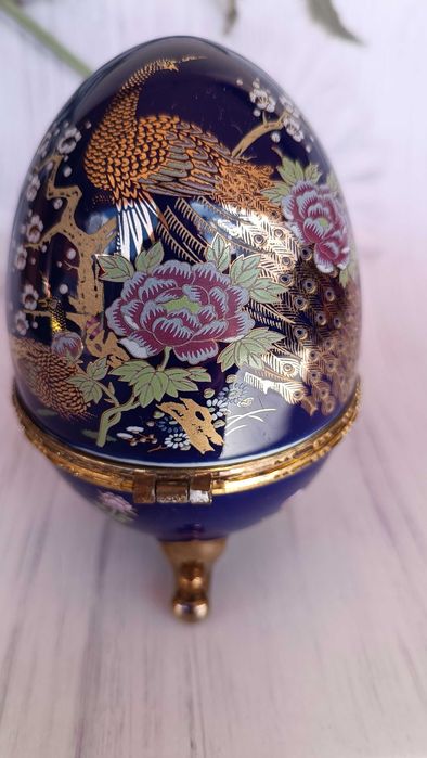 Guarda-jóias ovo vintage, grande, com desgaste no aro