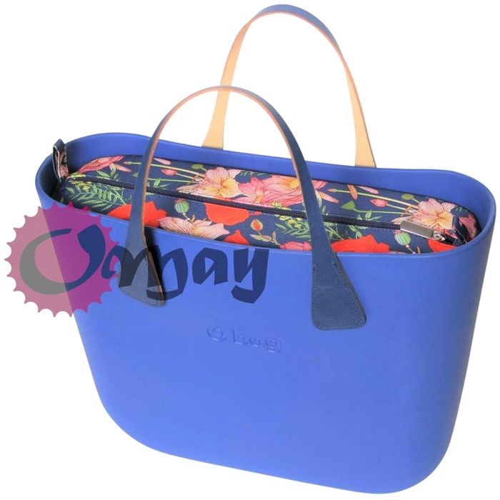 Granatowy organizer wkład do OBAG MINI kwiaty maki czerwone 2 kieszenie OMAY