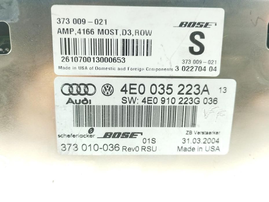 AUDI A8 2005 Audio/Radio CD System - 4E0035223A