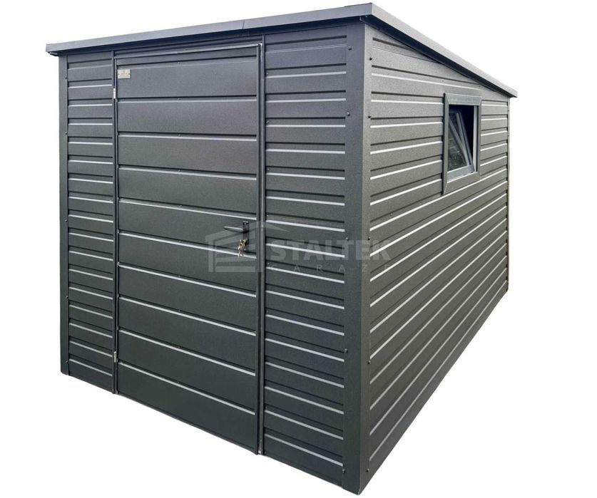 Schowek Domek Ogrodowy 2×3m  Drzwi Okno Antracyt Dach Spad w tył ST220