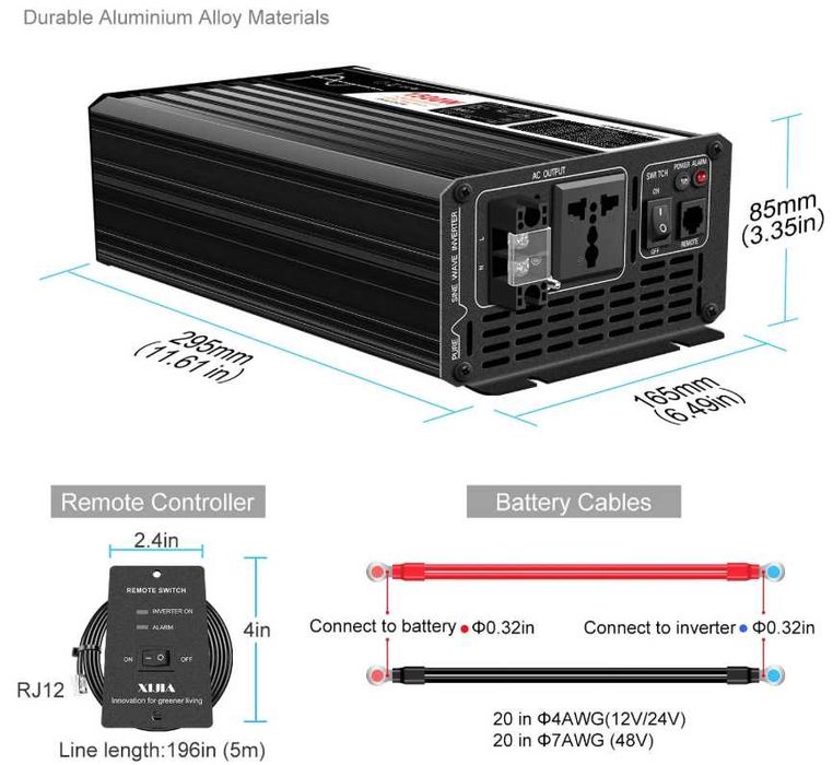 Инвертор Swipower 12 В, чистая синусоида, 230 В, 1500 Вт