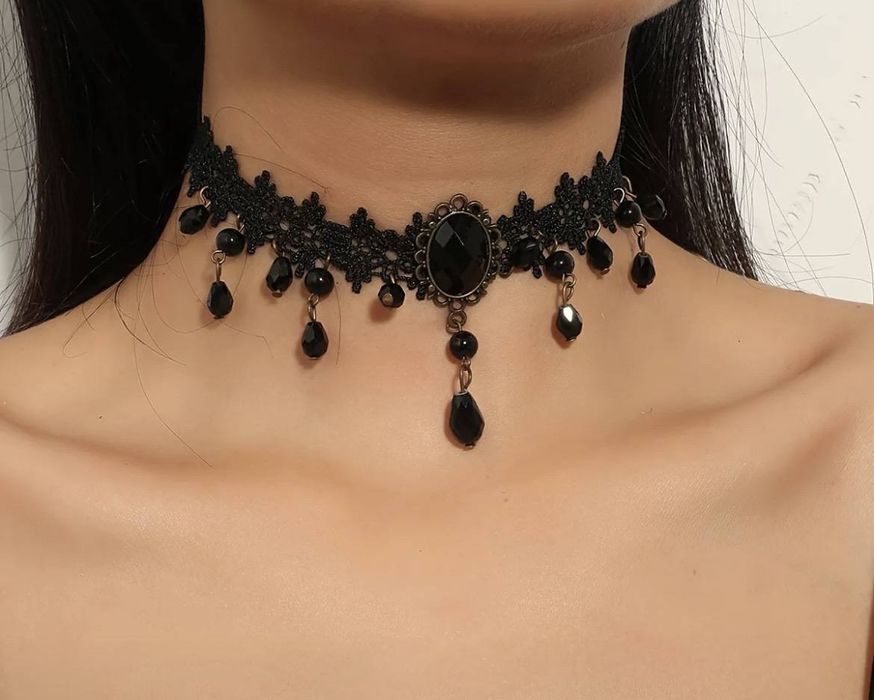 Мереживне намисто жіноче / Чокер з мережива на шию / Ажурна