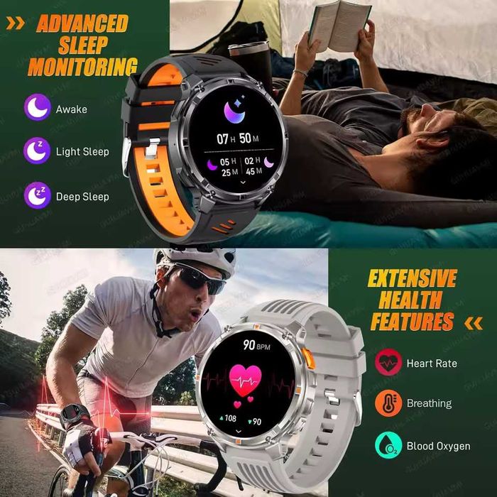 Смарт часы: VWAR HT33 MAX. NFC. Compass. 1100mAh. LED-фонарик.