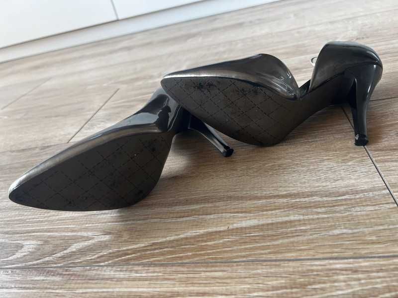 Buty na obcasie - Jenny Fairy - rozmiar 37 - srebrno-czarny