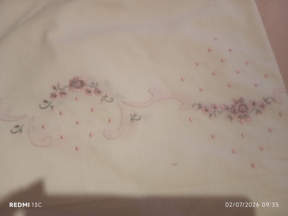Lençol cama casal bordado 1,60x2,20