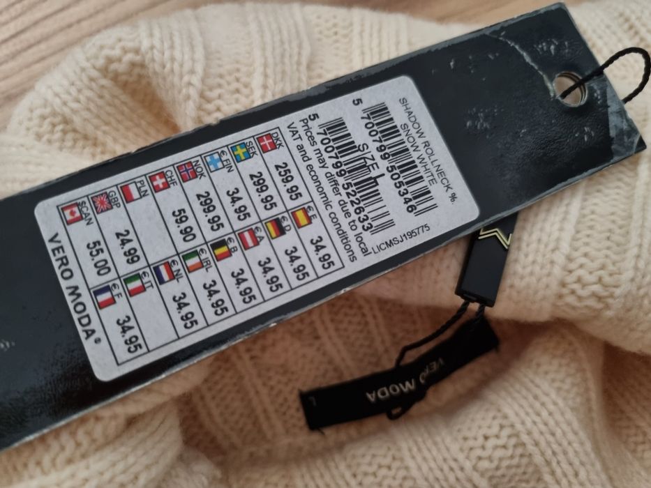 Sweter golf Vero Moda L 40 wełna nowy