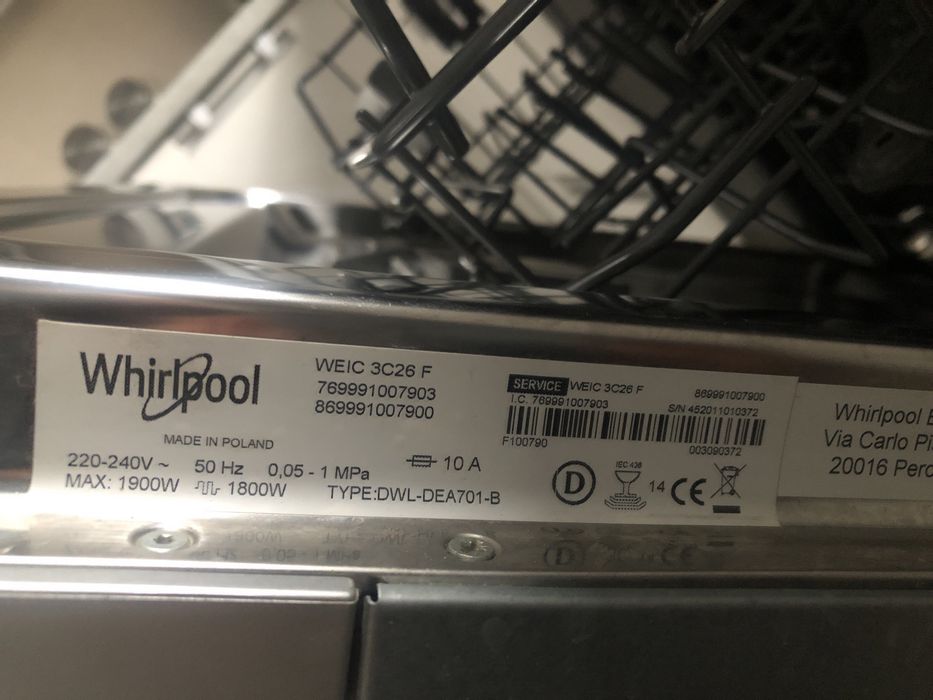Zmywarka whirlpool WEIC3C26 F 60cm do zabudowy