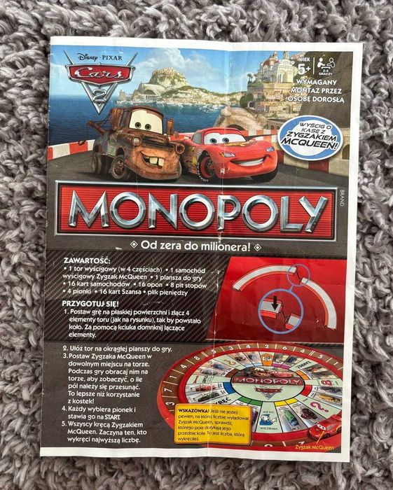 Monopoly Auta 2 Cars 2 Monopoly Zygzak McQueen gra planszowa