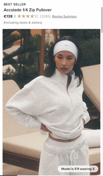 Alo Yoga Accolade 1/4 Zip Pullover — White Heather