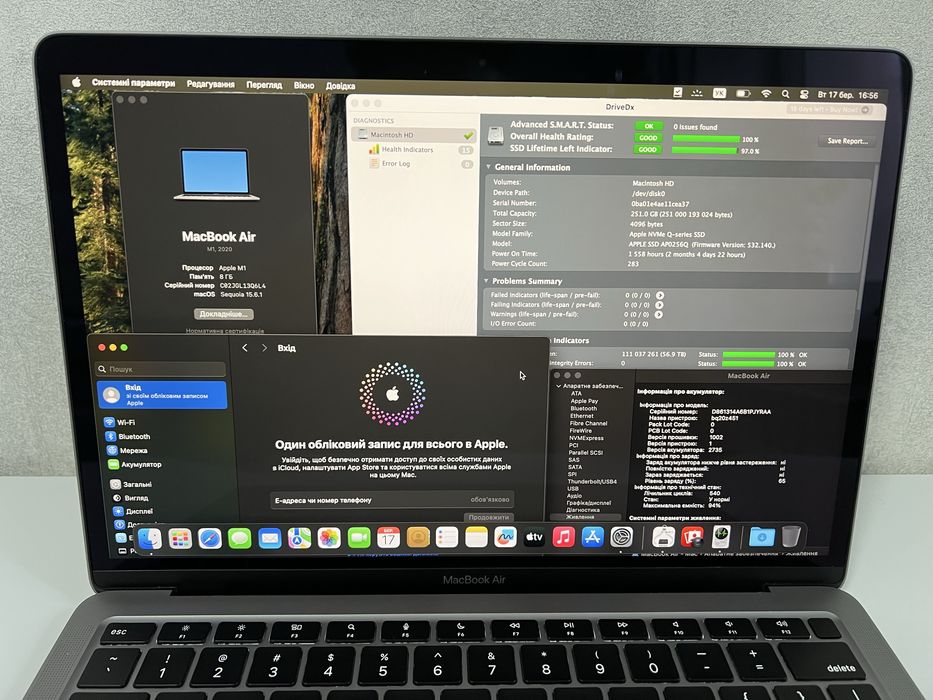 MacBook Air 13 M1 8/256. Хорошее состояние.