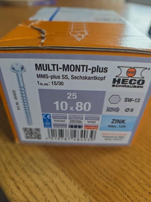 HECO MULTI-MONTI-plus 10×80  NOWE śruby kotwy