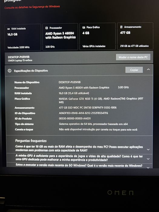 Portatil Gaming HP Omen