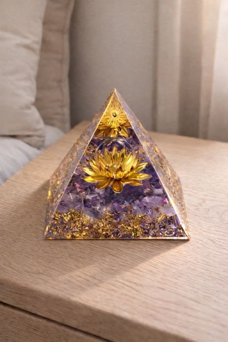 Piramida ametystowa 6 cm elegancka dekoracja Spokój Harmonia Rownowaga