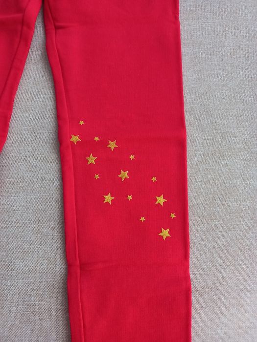 Legginsy dziewczęce ocieplane, świąteczne, z reniferem, rozmiar 116, Nowe