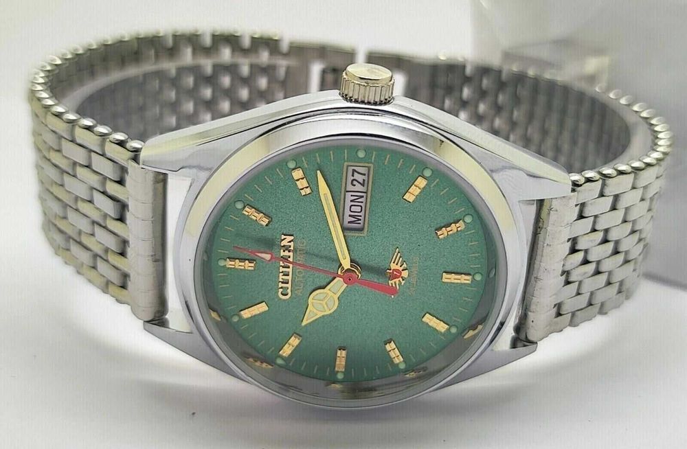 Relógio masculino automático 38 mm data do dia mostrador verde
