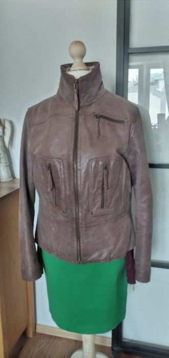 Skórzana,  brązowa kurtka damska w rozmiarze M/L