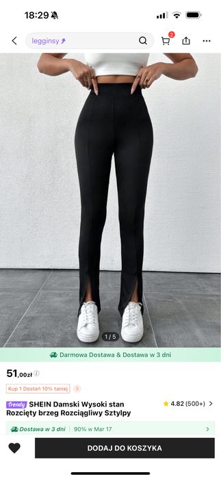 Spodnie legginsy z rozcięciem xs