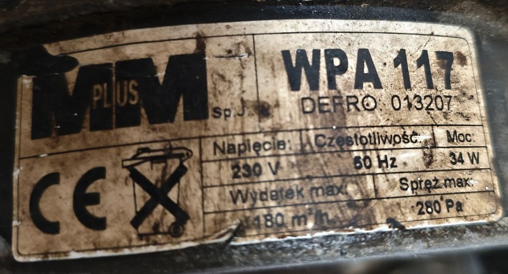 Wentylator dmuchawa Defro WPA 117