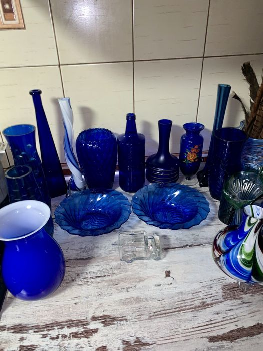 Графин кувшин салатник  фруктовница ваза хрусталь кобальт